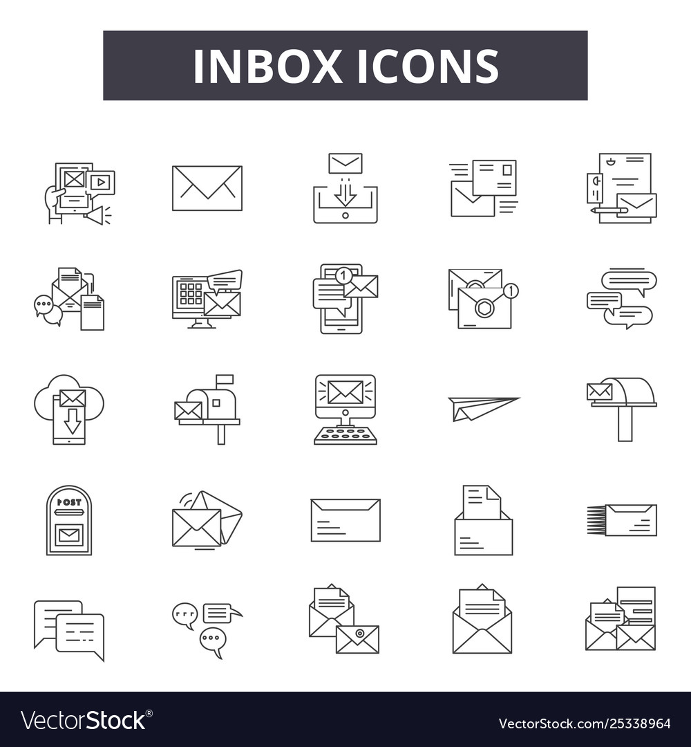 Inbox line icons signs set linear