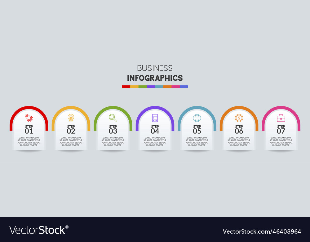 Infographics design template and icons with 7 Vector Image