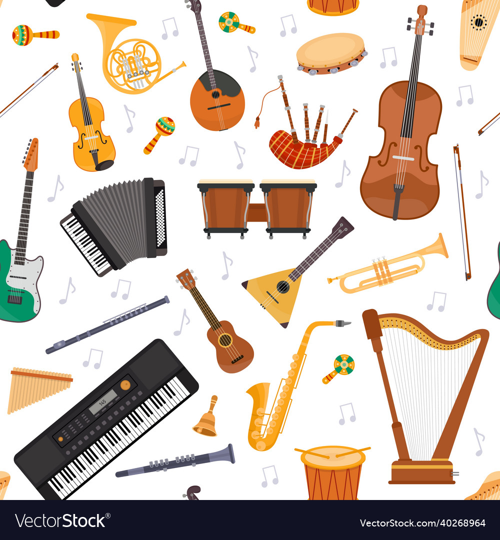 Seamless pattern with flat musical orchestra Vector Image