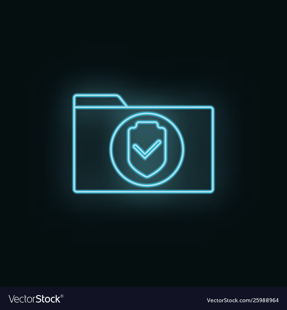 Secure folder neon icon web development