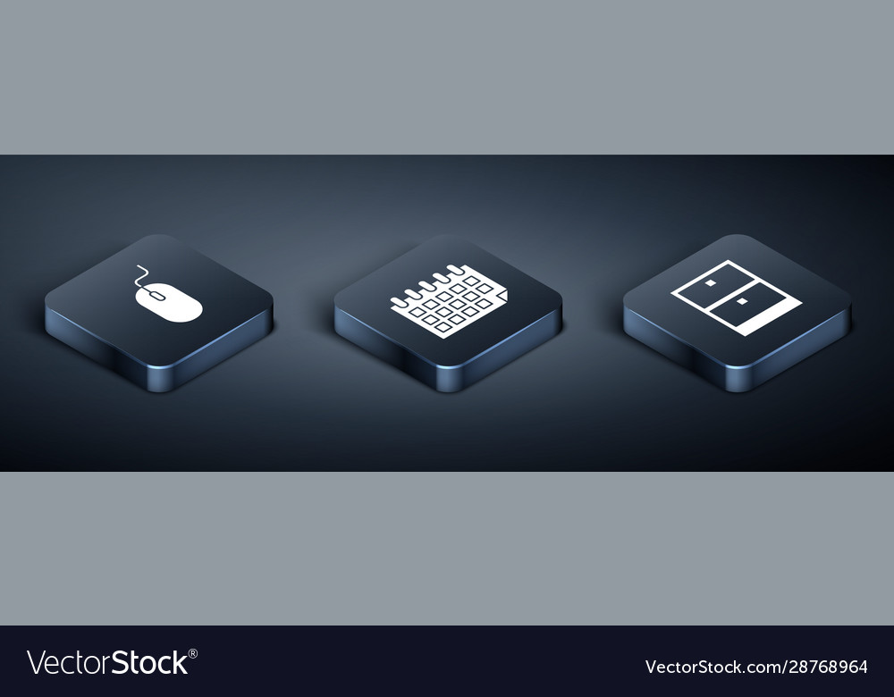 Set isometric computer mouse archive papers