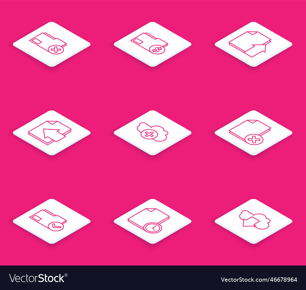 Set line delete folder finance document upload Vector Image Set line delete folder finance document upload