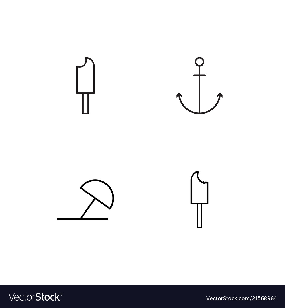 Summer linear icons set simple outline