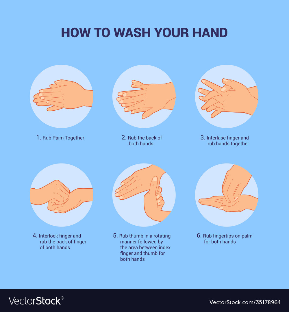 Washing hand instructions with image picture step Vector Image