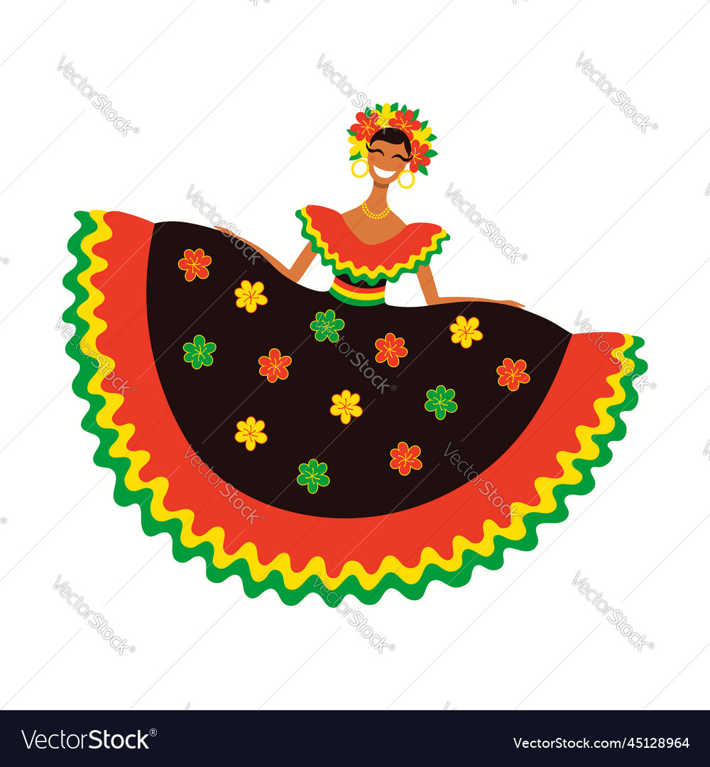 Woman In Colombian Carnival Garabato Dance Costume