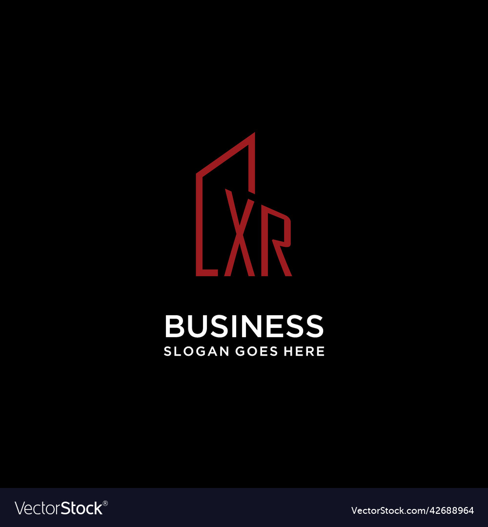 Xr initial monogram with building logo design