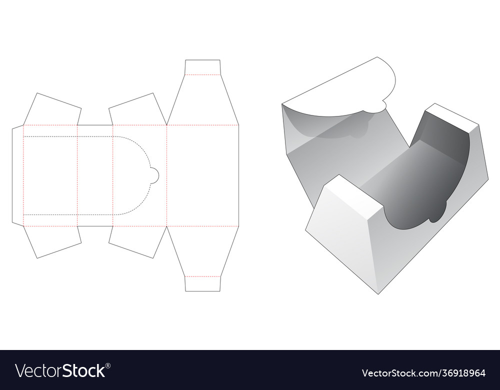 Zipping trapezoid box die cut template Royalty Free Vector