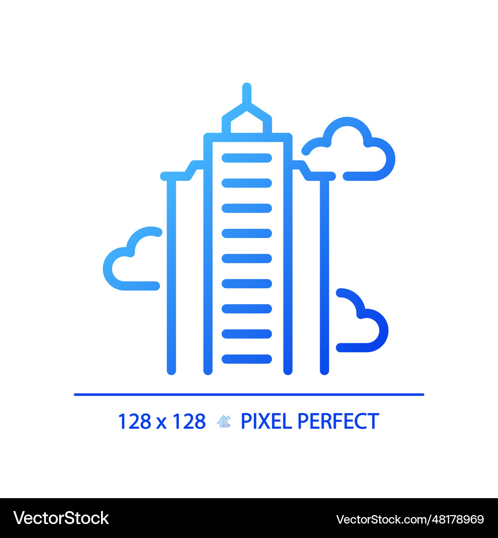2d blue gradient thin line skyscraper icon Vector Image