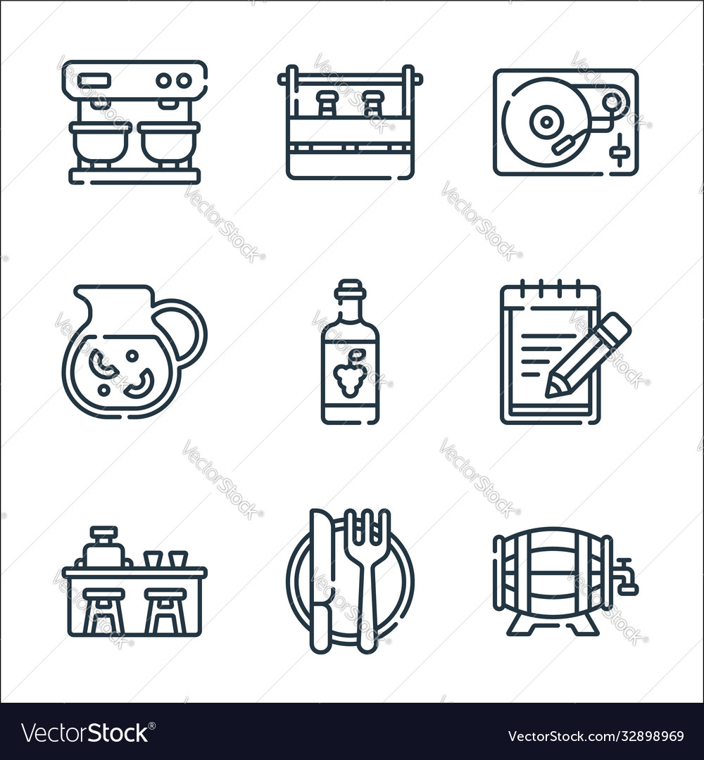 Bar line icons linear set quality vector image Bar line icons linear set quality