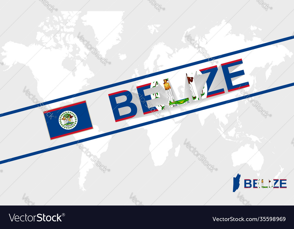 Belize map flag and text