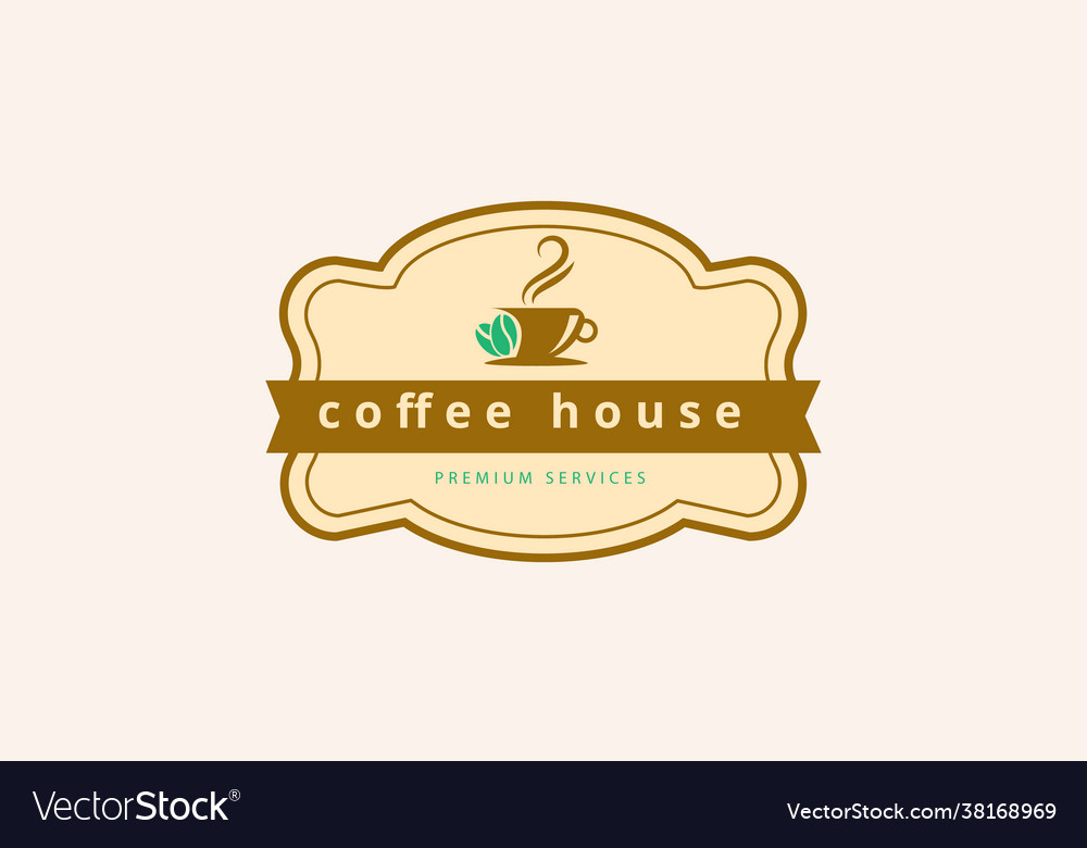 Cafe badge logo design with text coffee house