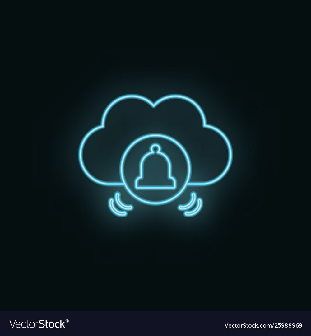 Cloud computing bells neon icon web development vector image Cloud computing bells neon icon web development