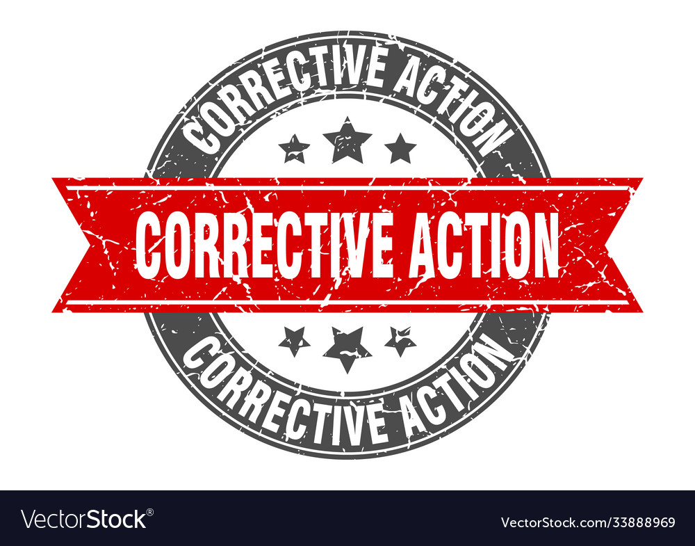 Corrective action round stamp with ribbon label