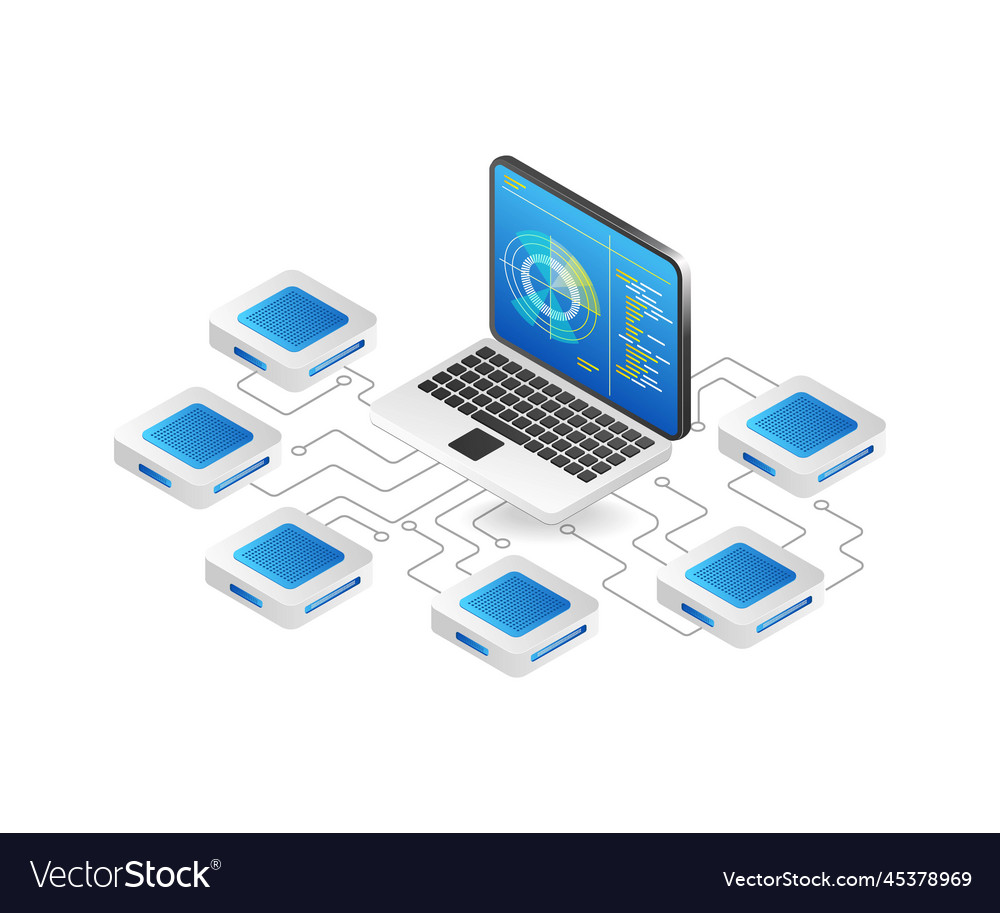 Flat isometric 3d concept radar control network