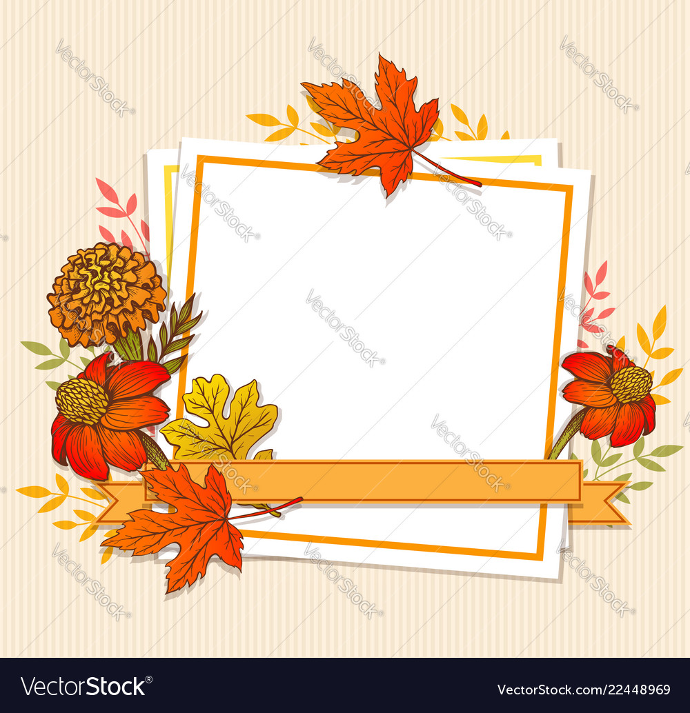 Floral fall frame with leaves