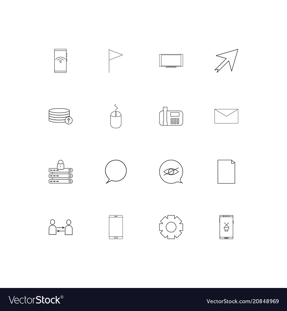 Internet technologies linear thin icons set
