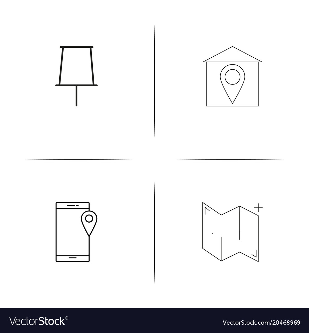 Karten und Navigation einfache lineare Symbole Set