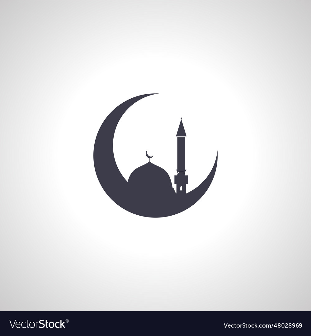 Mosque in moon icon islamic icon Royalty Free Vector Image