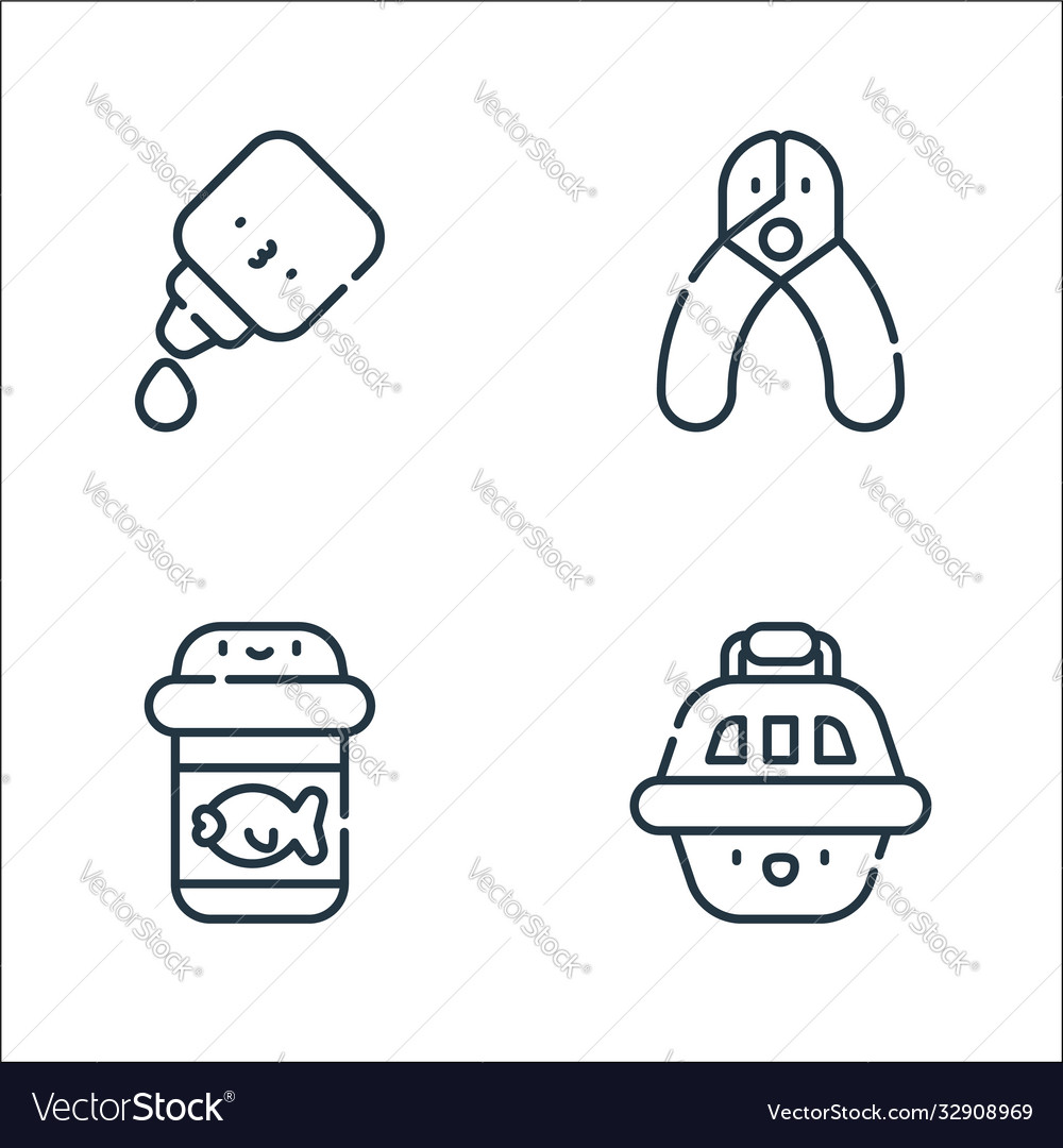 Pets line icons linear set quality