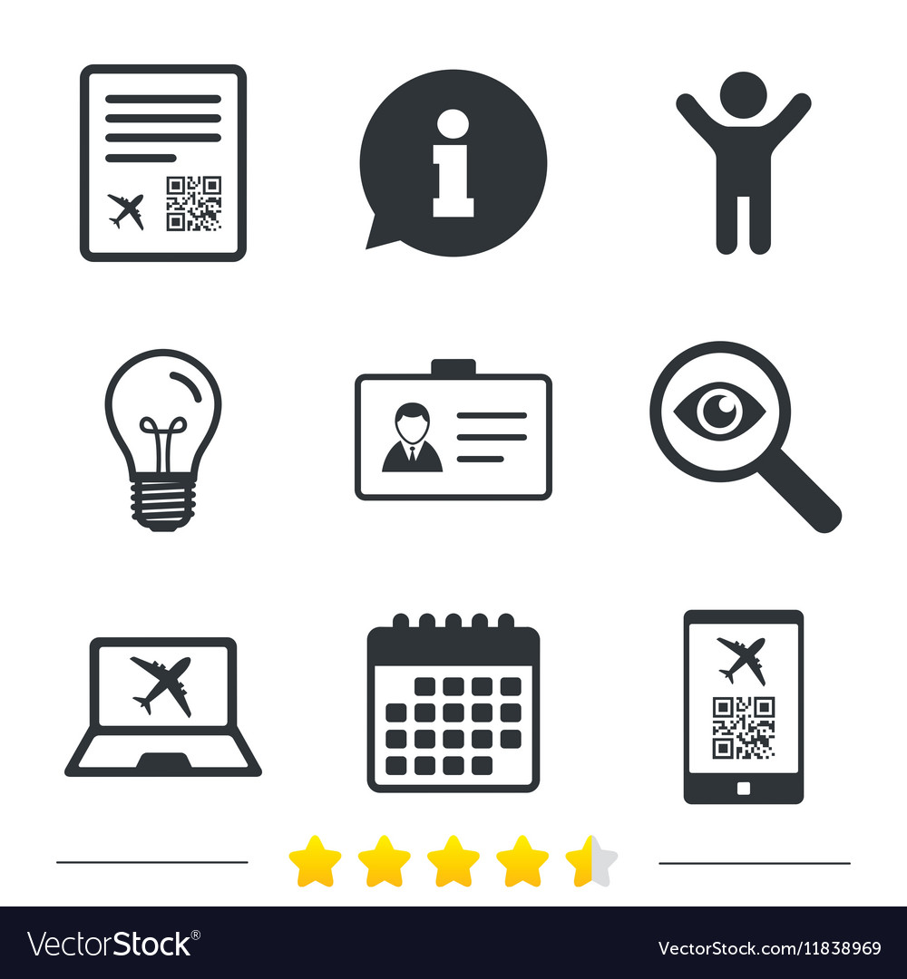 Qr scan code icon boarding pass flight sign