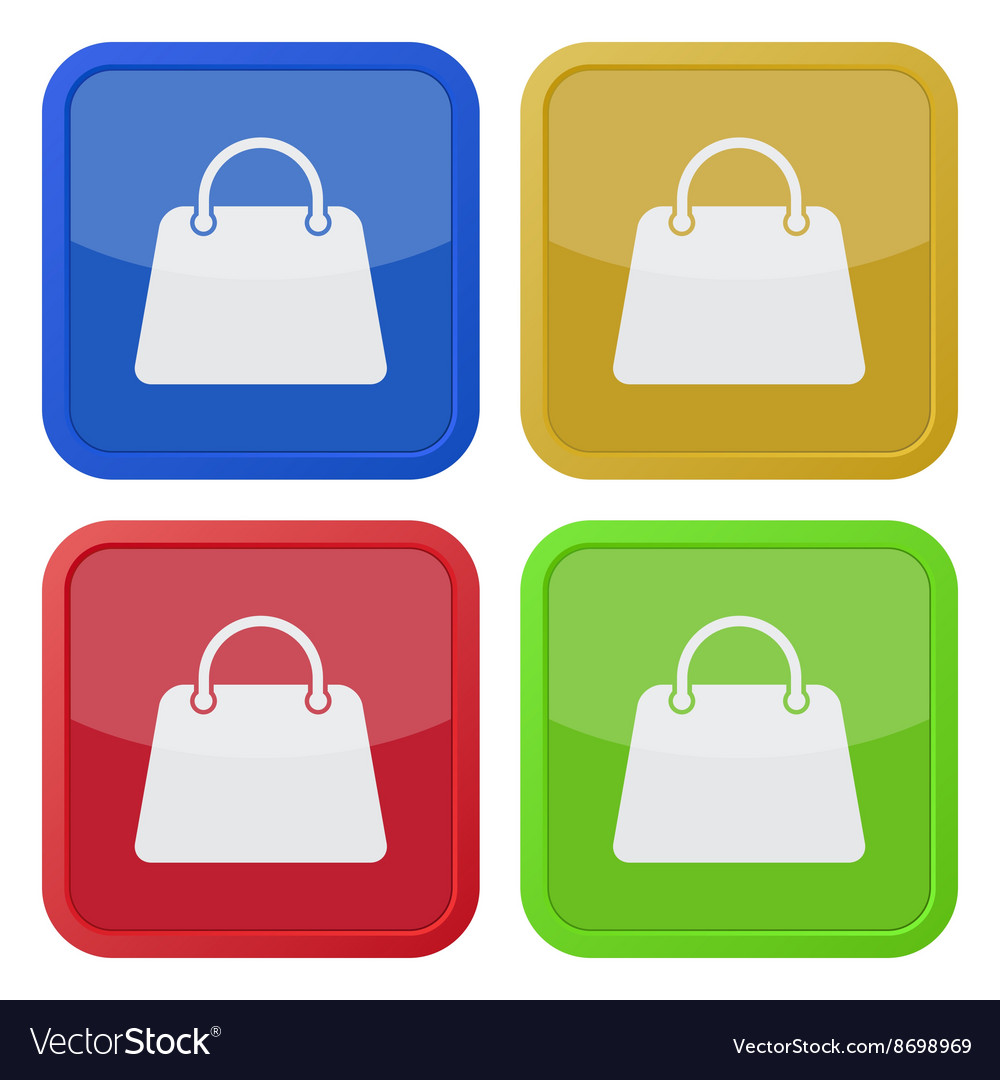 Set of four square icons with handbag
