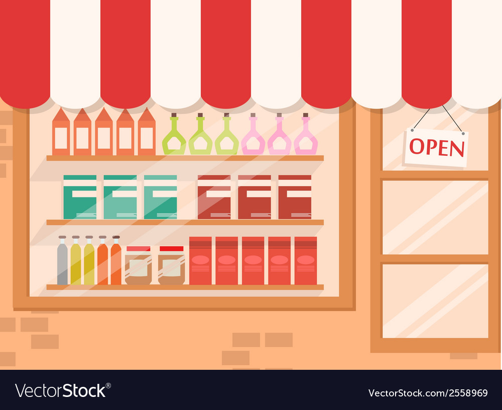 Store and Market background with shelf Royalty Free Vector