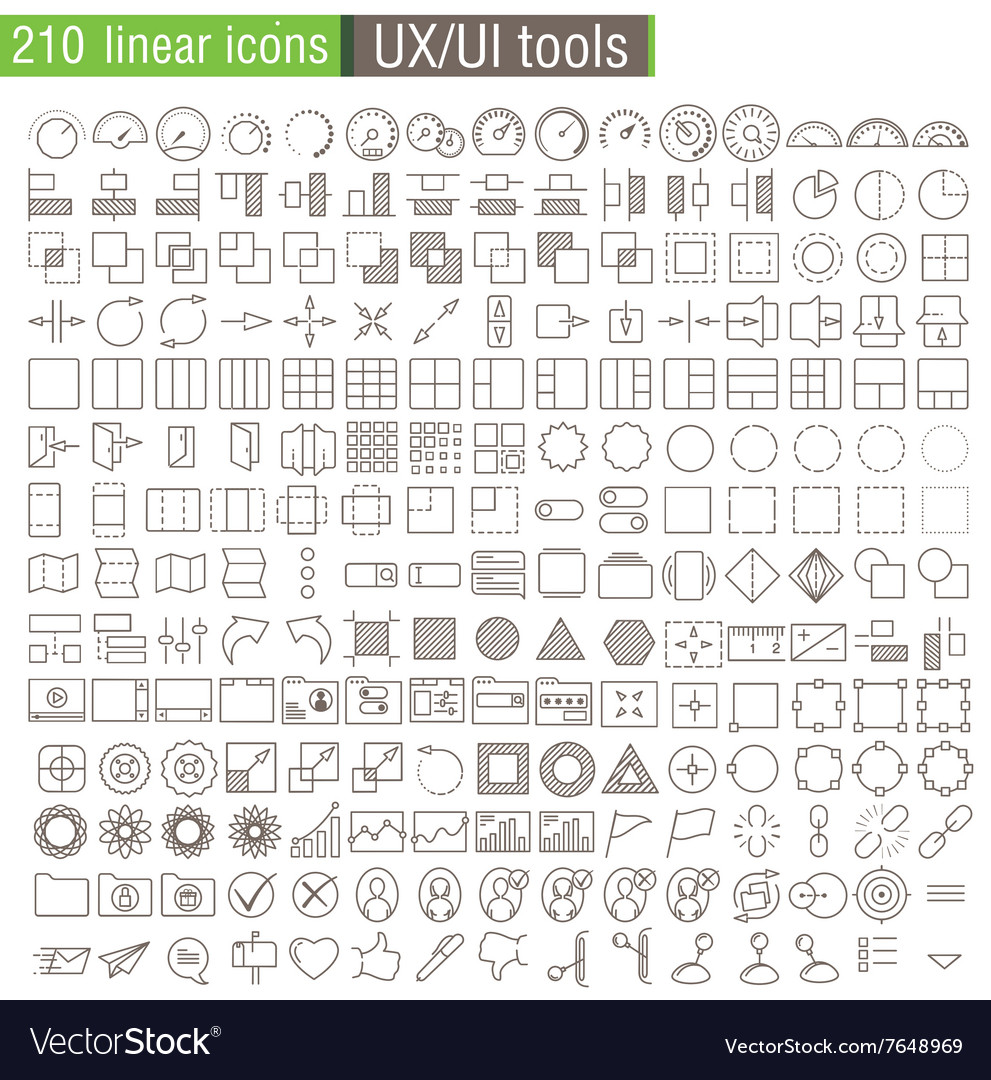 Thin line icons set for uxui prototypes