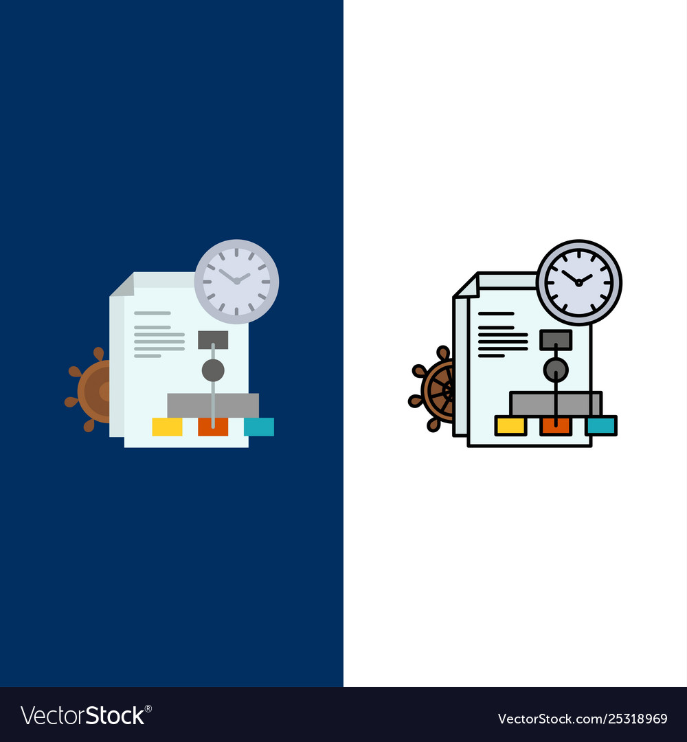 Time file report business icons flat and line vector image Time file report business icons flat and line