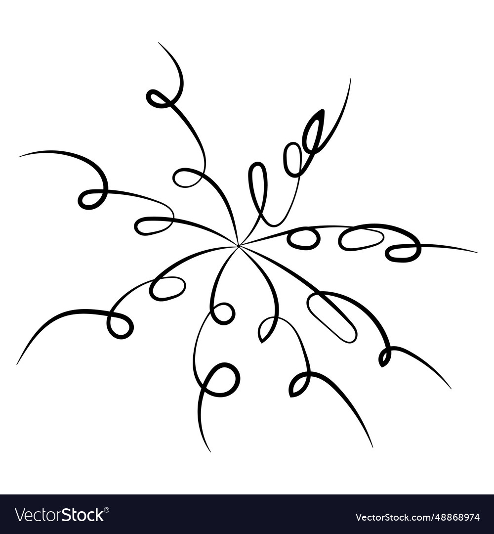 Abstract silhouette of thin curl in circle