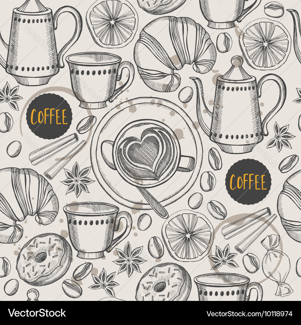 Coffee seamless pattern background Royalty Free Vector Image