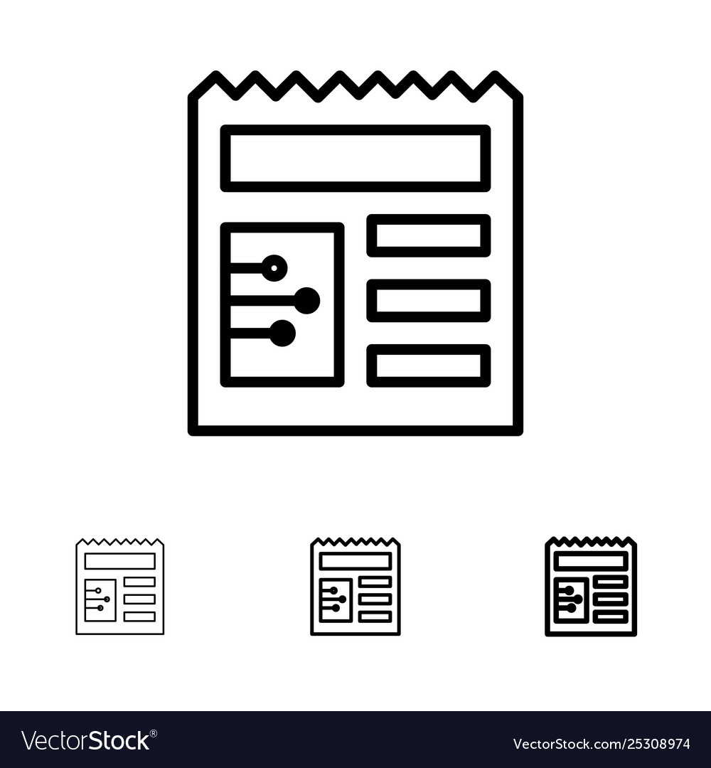 Document basic ui bold and thin black line icon vector image Document basic ui bold and thin black line icon