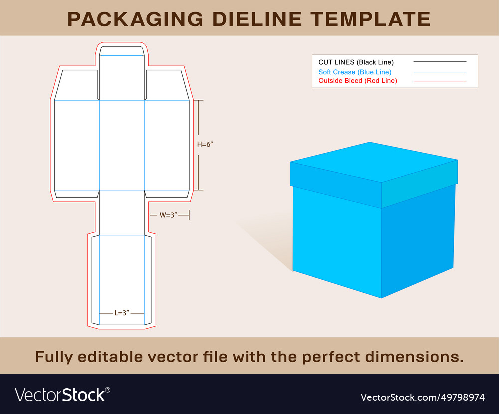 Gift box with lid dieline template