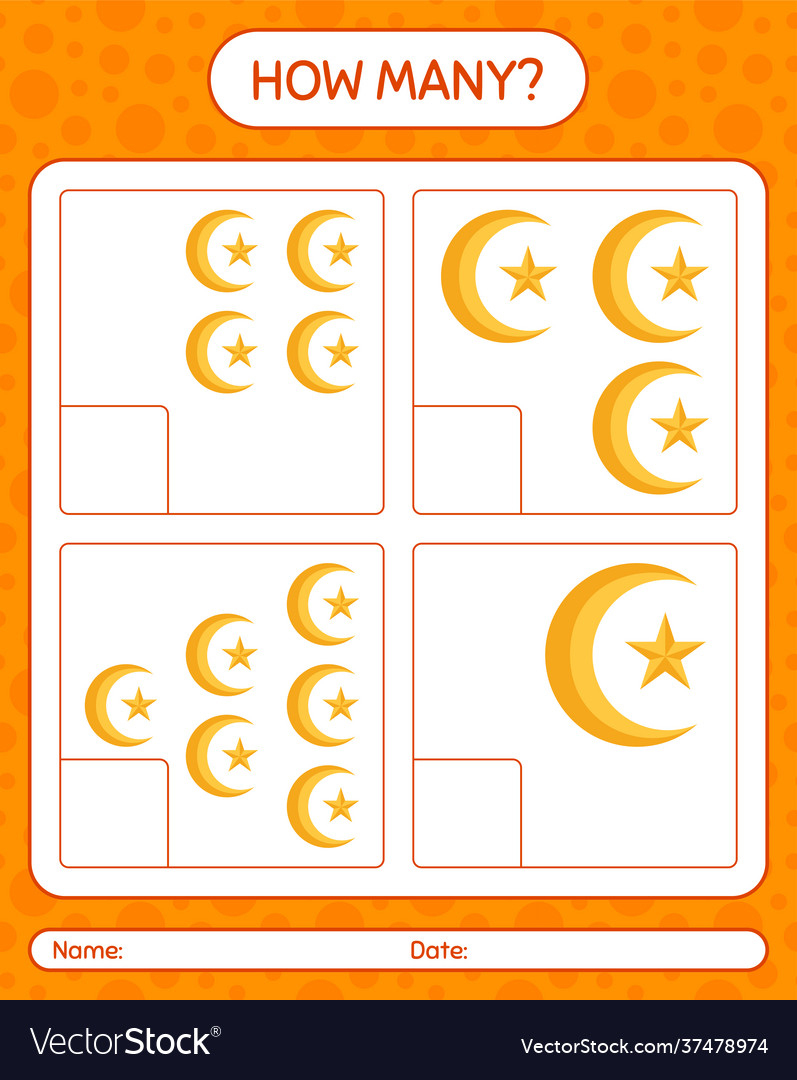 How many counting game with moon and star vector image How many counting game with moon and star