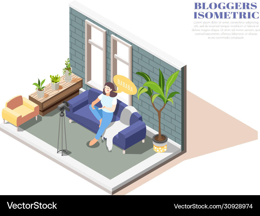 Isometric vlogger composition Royalty Free Vector Image