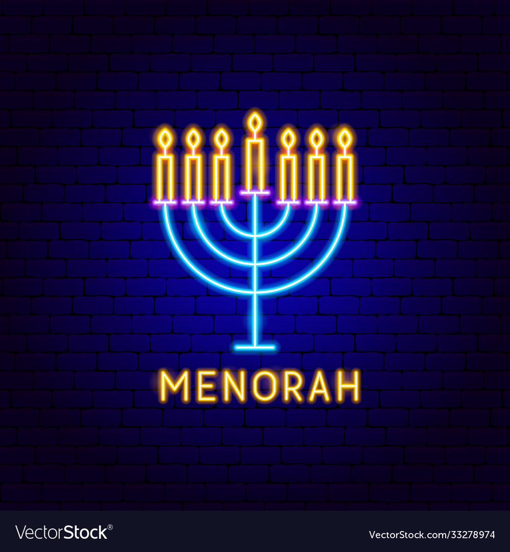 Menorah neon label