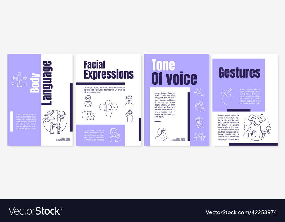 Nonverbal communication types purple brochure Vector Image