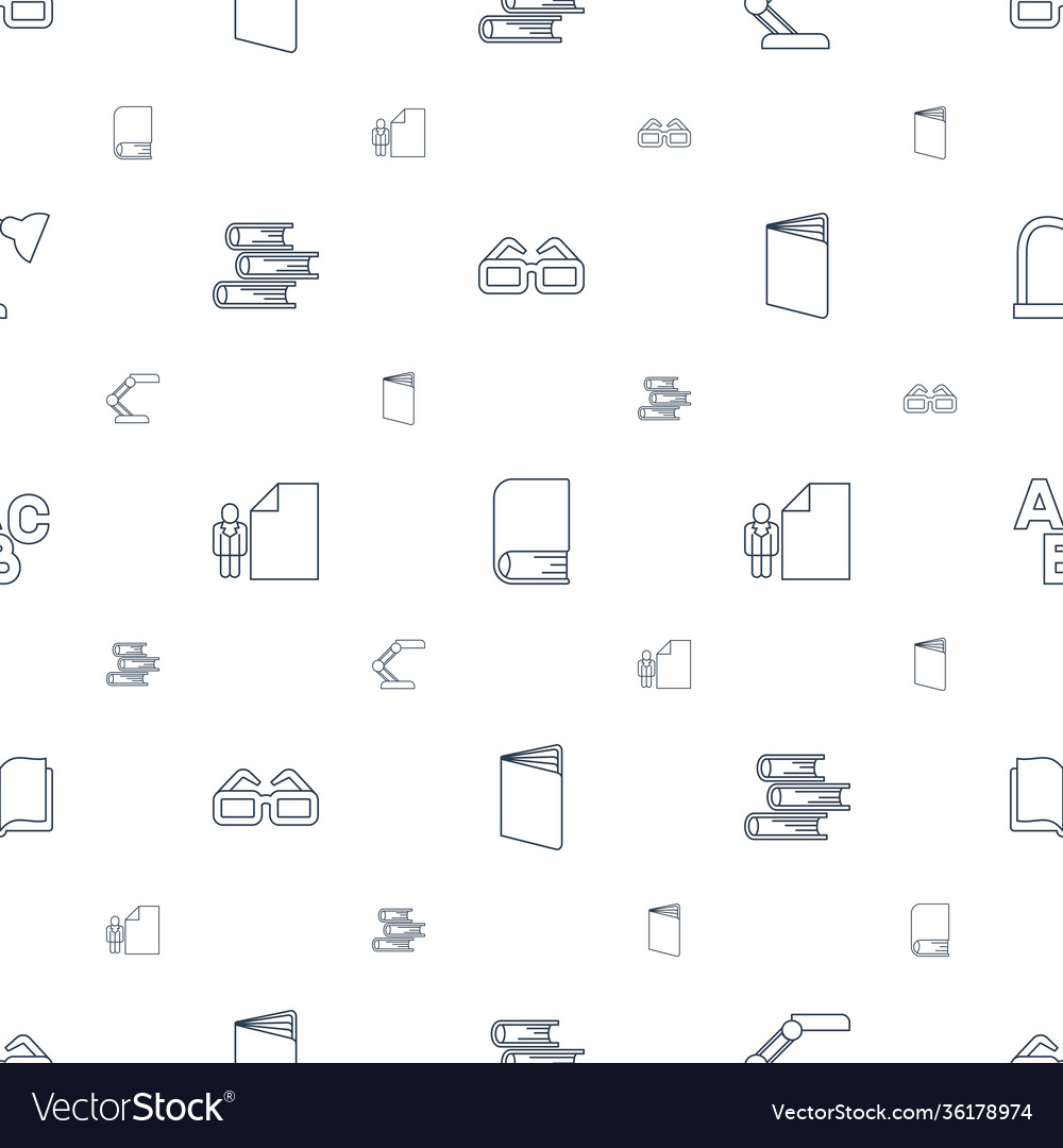 Reading icons pattern seamless white background