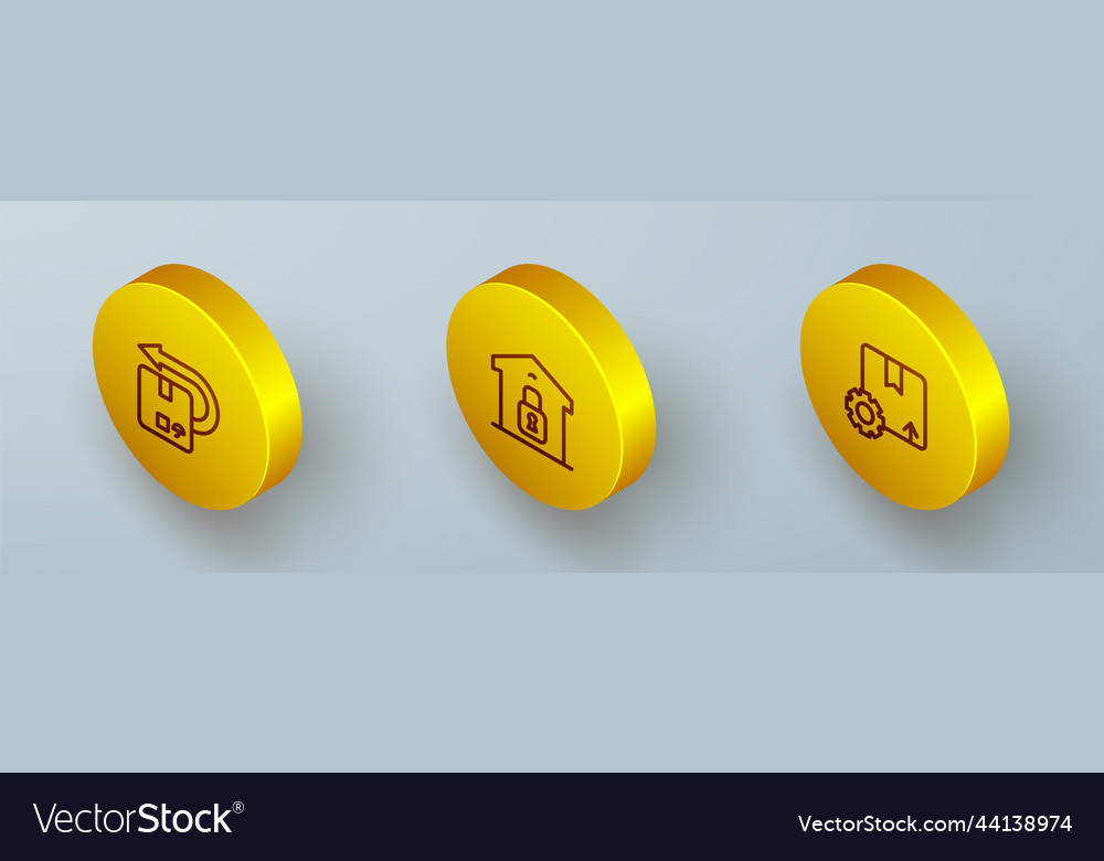 Set isometric line return cardboard box closed Vector Image Set isometric line return cardboard box closed