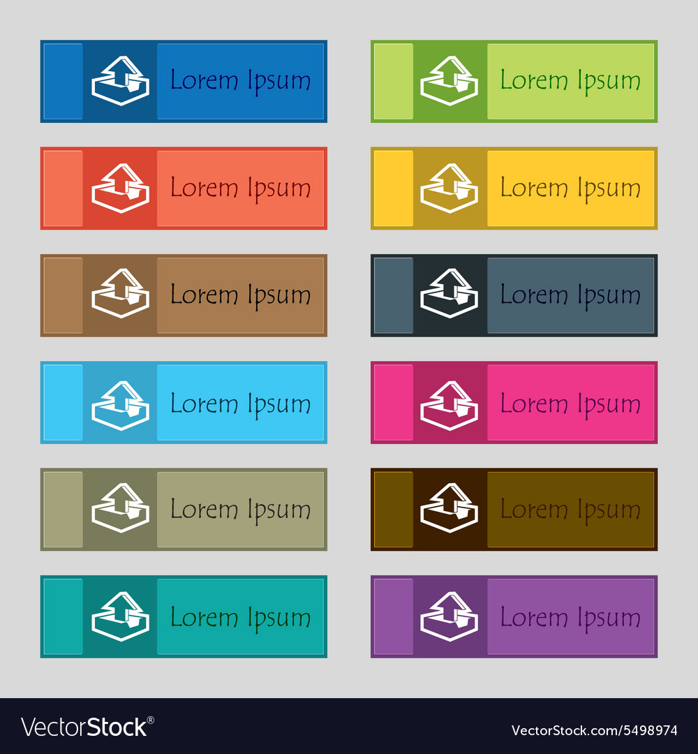 Upload icon sign set of twelve rectangular