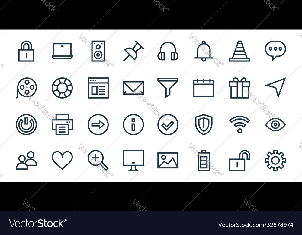 Web essentials line icons linear set quality vector image Web essentials line icons linear set quality