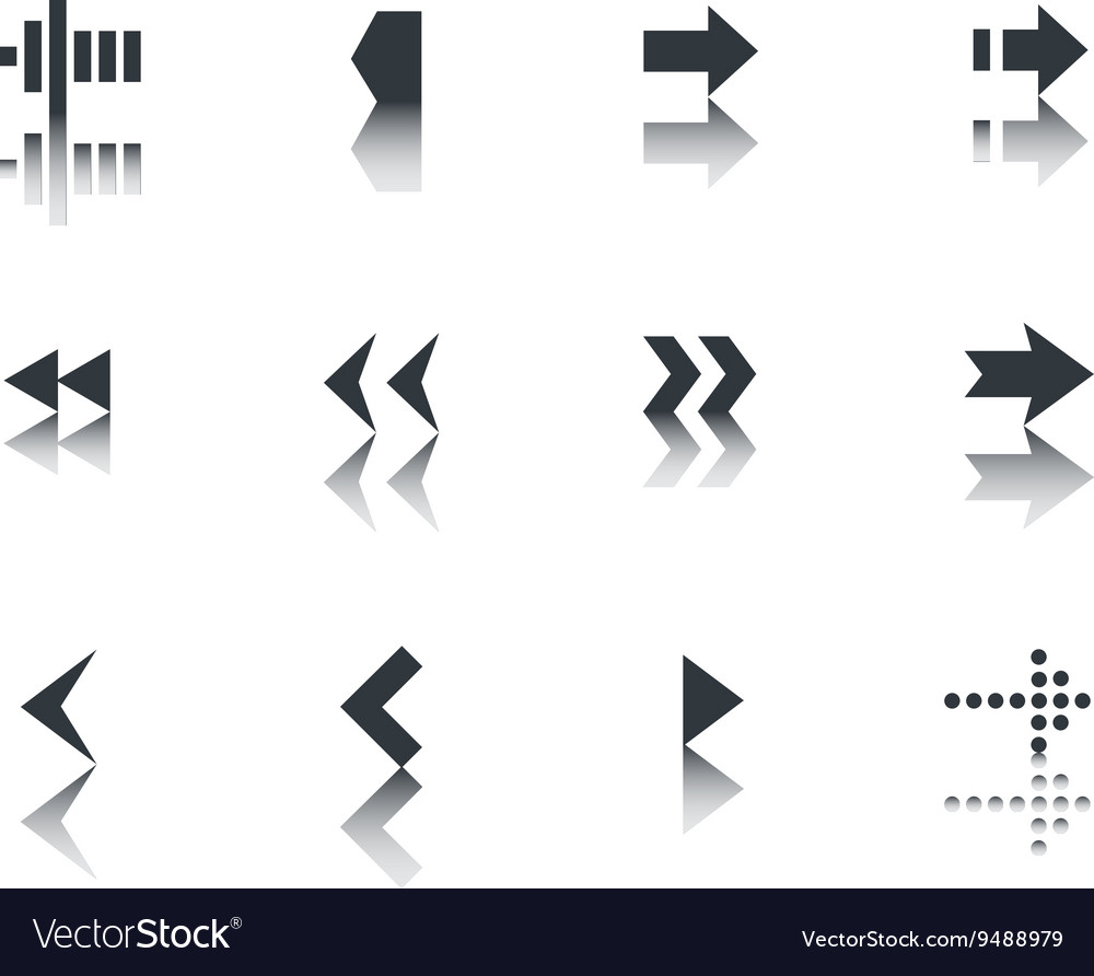 Arrows icon set with reflection