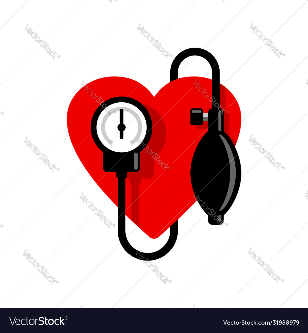 Blood pressure icon - heart and sphygmomanometer Vector Image