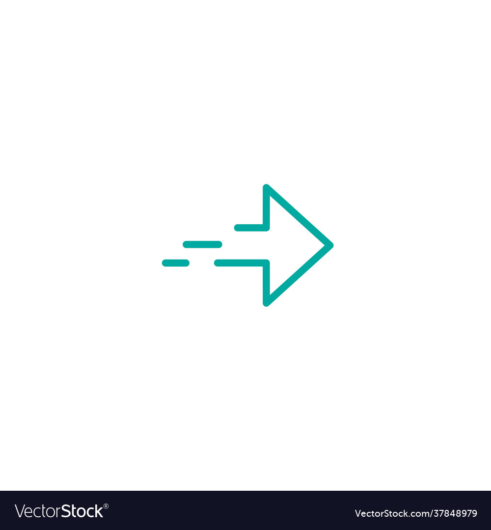 Blue right sharp arrow line icon isolated