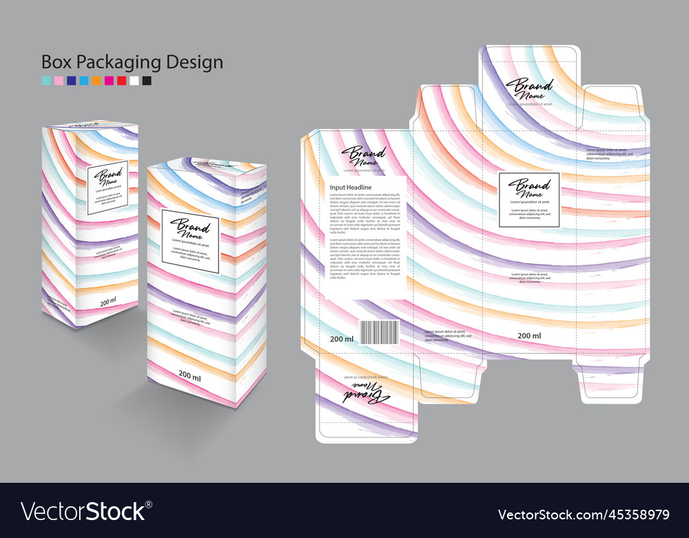 Box packaging design template for cosmetic