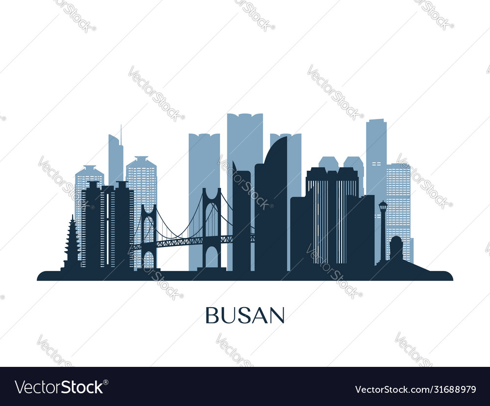 Busan Skyline monochrome Silhouette