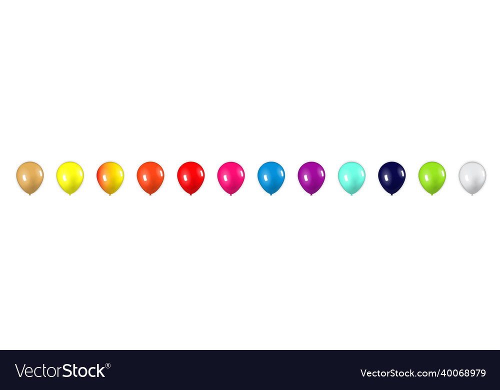 Colored set of blue balloons isolated on white Vector Image