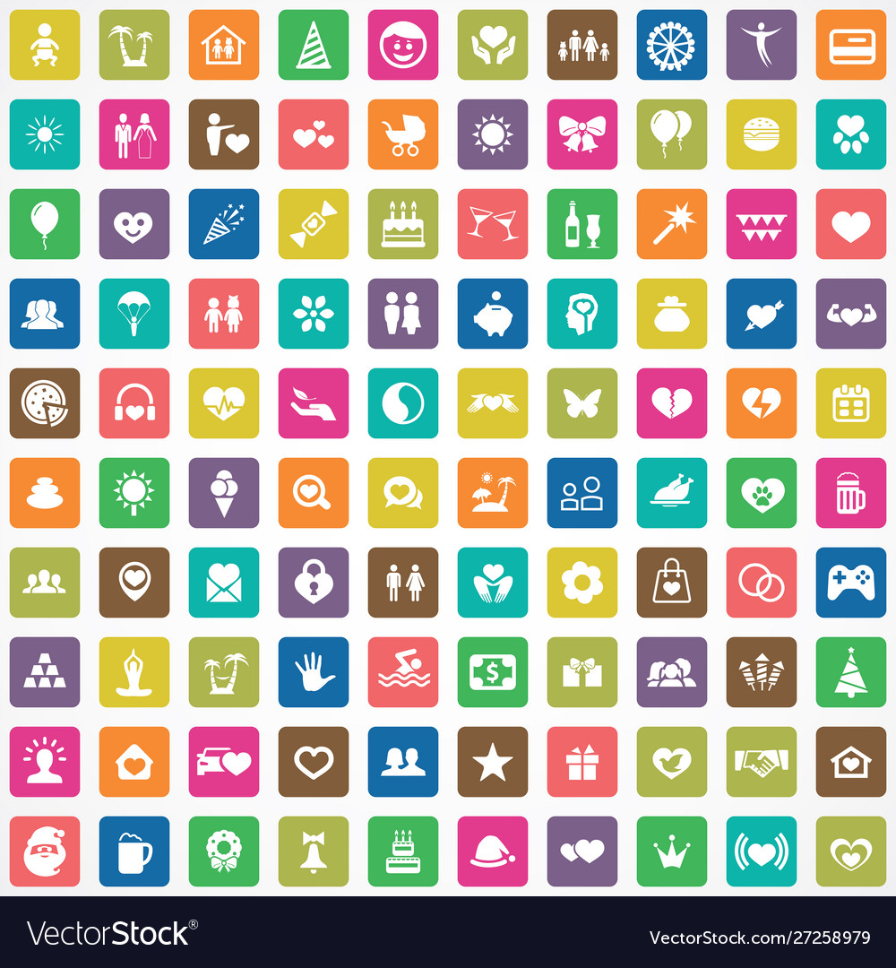 Happiness 100 icons universal set for web and ui
