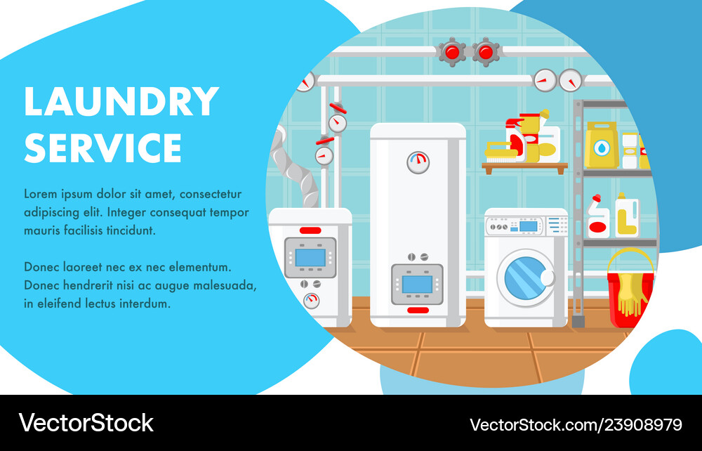 Laundry Service Website Banner Template Royalty Free Vector