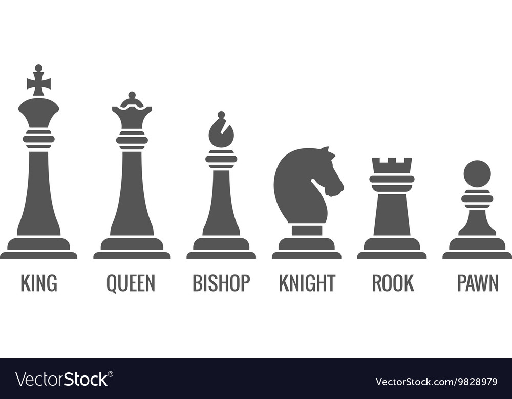 Black chess pieces with names Royalty Free Vector Image