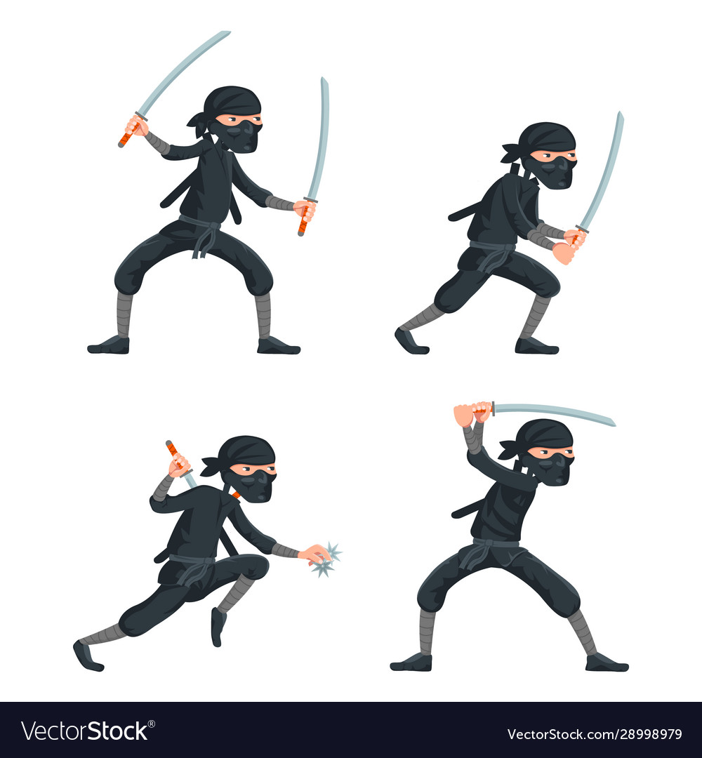 Premium Vector  Cartoon ninja assassin with sword vector illustration